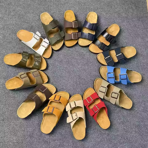 Trong Kho 35-46 Bò Da Retro Birken Cổ Phiếu Phẳng Gót Dép Đi Trong Nhà Với Một Dây Đeo Bãi Biển Birken Cổ Phẳng Slide Giày - Product Image 1