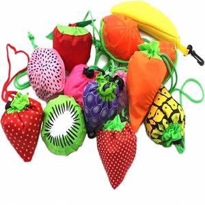Portable <b>Folding</b> Strawberry Shopping <b>Bags</b> Wholesale with Custom Logo Print, Fruit Shaped Foldable Reusable Handheld Eco Totes - Product Image 1