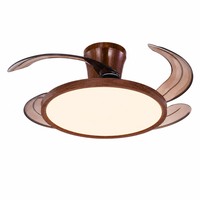 Ventilateur de plafond avec lumière LED BLDC de 36 pouces, style bois de noyer, avec pales cachées et télécommande