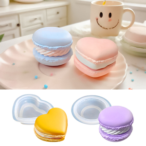 DM1266 <span class=keywords><strong>Moule</strong></span> en Silicone DIY Rond <span class=keywords><strong>Macaron</strong></span> Biscuit Sandwich Cœur Joli Gâteau pour Pâtisserie et Bougies Décoration Maison - Product Image 1