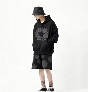 Conjunto de <span class=keywords><strong>Pantalones</strong></span> <span class=keywords><strong>Cortos</strong></span> Deportivos para Hombre, Estilo Urbano, de Algodón, con Estampado Puff, para Correr, Gimnasio, con Cintura Elástica - Product Image 4