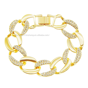 Wide Diamond-encrusted <b>Cuban</b> <b>Chain</b> Men's and Women's Fashion Bracelets Hipster Street Hip Hop Bracelets and Bracelets Tanjing - Product Image 1