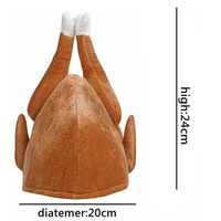 Gorro de Pavo de Acción de Gracias, Gorro de Muslo de Pollo, Divertido Gorro de Peluche de Pollo Asado para Adultos y Niños