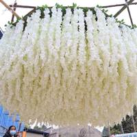 Fleurs artificielles de glycine haut de gamme personnalisables 2026, glycine suspendue en soie pour plafond, décoration de mariage blanche pour plafond