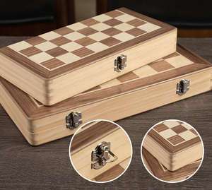 Échiquier en bois <span class=keywords><strong>de</strong></span> haute qualité, deux reines, pliable, jeu d'échecs international pour enfants - Product Image 6