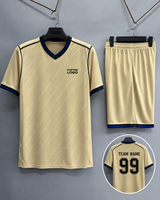 Seragam Sepak Bola Kustom OEM Lengan Pendek 160g Ringan Bahan Polyester Bernapas untuk Tim Pemain dengan Transfer Panas