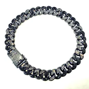 <span class=keywords><strong>Collar</strong></span> de cadena de eslabones cubanos, diamantes negros, estilo Hip Hop, 20MM - Product Image 1