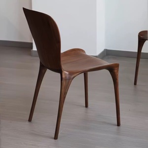 Silla de Comedor de Madera Maciza, Nogal Negro <span class=keywords><strong>Eureka</strong></span> Norteamericano, Diseño Moderno con Ensamblaje de Mortise y Tenon, Respaldo de Estilo Nórdico, Minimalista - Product Image 3