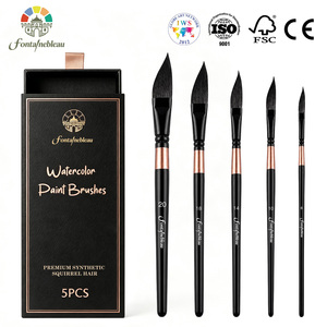 Offre Spéciale – Lot de 5 Pinceaux à Poils d'Écureuil pour Aquarelle, Tailles 6/10/14/18/20, Manche en Bois, pour l'Art - Product Image 1