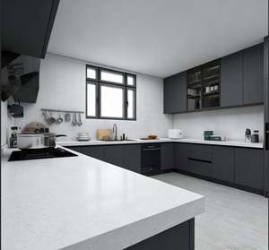 Gabinetes de Cocina Negros Modernos Personalizados, Material de Acero Inoxidable, con Almacenamiento Oculto y Puertas de Cierre Suave para Apartamento - Product Image 4