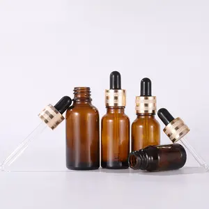 Vendita calda 20ml 1oz 15ml 5ml 10ml 50ml a forma rotonda 100ml ambra capelli siero olio bottiglia di vetro per olio essenziale