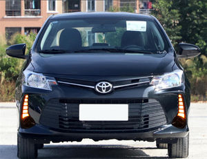 Feu de jour LED drl pour <span class=keywords><strong>toyota</strong></span> vios <span class=keywords><strong>yaris</strong></span> <span class=keywords><strong>2020</strong></span> 2021 2022 clignotant dynamique jaune voiture DRL feu antibrouillard lumière de jour - Product Image 4