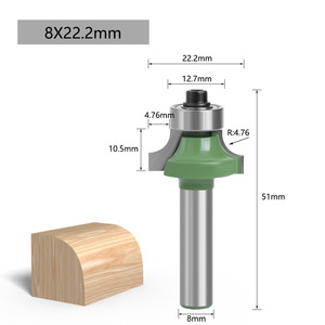 Fraise à arrondir les coins de 8 mm avec roulement, lot de 6 fraises à queue pour le travail du bois, personnalisable OEM - Product Image 3