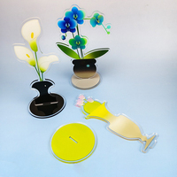 NASNAK Transparenter Cartoon-Blumen-PP-Clip-Ständer, Phalaenopsis-Glockenblume, Einfacher Wind-Acryl-Schreibtisch-Notizclip, Großhandel