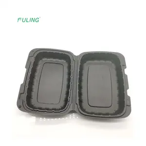 factory oem restaurant takeout rectangular plastic tray disposable food containers clam shell food black to go boxes
