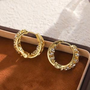 Pendientes de Botón Estilo Europeo Americano, Modernos, de Perlas y Aleación, con Diseño Circular de Diamantes, Exquisitos y Versátiles, para Mujer - Product Image 5