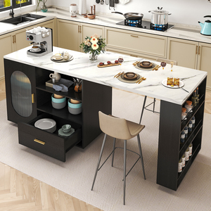 Dining Room Furniture Mobile <strong>Kitchen</strong> Rolling <strong>Island</strong> Table Cart <strong>on</strong> <strong>Wheels</strong> with Storage Drawers - Product Image 6