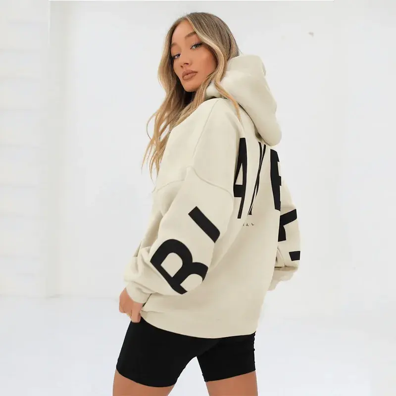 Y2k Streetwear custom logo graphic hoodie women high quality oversized fleece cotton pullover hoodie women fashion sweatshirt