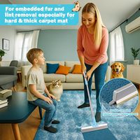Lot de 3 outils réutilisables pour enlever les poils d'animaux, balai à poils de chien à long manche réglable pour le nettoyage des tapis, des canapés, des moquettes et des voitures