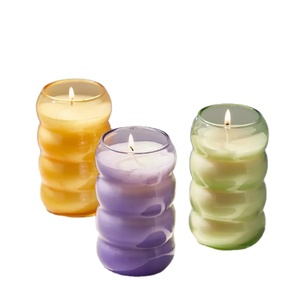 Tazza di candela ondulata <span class=keywords><strong>in</strong></span> <span class=keywords><strong>vetro</strong></span> resistente al calore colorato su misura per cera di candela - Product Image 6