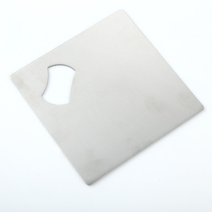 Stainless steel square <b>beer</b> <b>coaster</b> bottle opener, metal square <b>coaster</b> bottle opener - Product Image 1