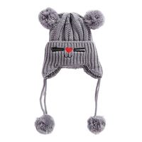 Cute Cartoon Jacquard Warm Beanie Otoño Invierno Skull Cap Kids Earflap Hat Con forro de felpa