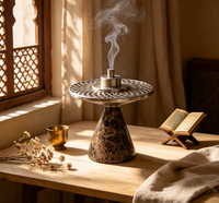 Brûleur d'encens en marbre naturel pour Bakhoor artisanal, brûleur de pierre pour la décoration intérieure, Ramadan, Majlis, Mabkhara pour le Yoga et le SPA
