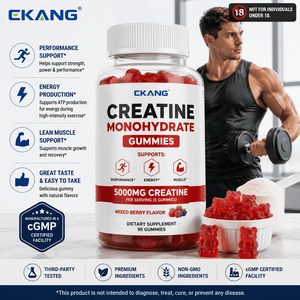 Gummies de Créatine Monohydrate Multi-Ingrédients 5000mg, Complément Alimentaire Saveur Baies Mixtes, Gummies Oursons pour le Fitness et l'Entraînement - Product Image 1