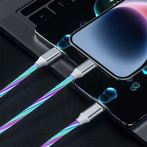 Cavo USB da 1,2 m per ricarica rapida 3-in-1 con luce LED a flusso luminoso, caricatore <span class=keywords><strong>Micro</strong></span> USB <span class=keywords><strong>Type</strong></span>-<span class=keywords><strong>C</strong></span> con cavo intrecciato in TPE per iPhone, Samsung e dispositivi Android - Product Image 6