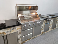 Îlot de barbecue infrarouge personnalisé au gaz GPL en acier inoxydable pour cuisine extérieure avec 5x13 600 BTU