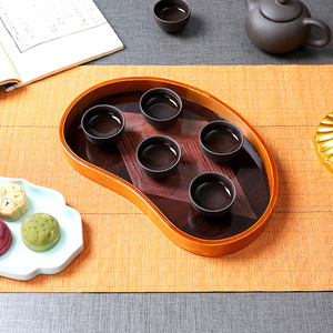 Bandeja de té retro china de media luna, bandeja decorativa de madera para almacenamiento, para uso en la entrada del hogar o en el escritorio. - Product Image 3