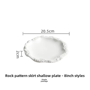 Nouveauté Assiette en porcelaine blanche pour restaurant, élégante et luxueuse, à grain de pierre, vaisselle en céramique durable pour les mariages modernes - Product Image 6