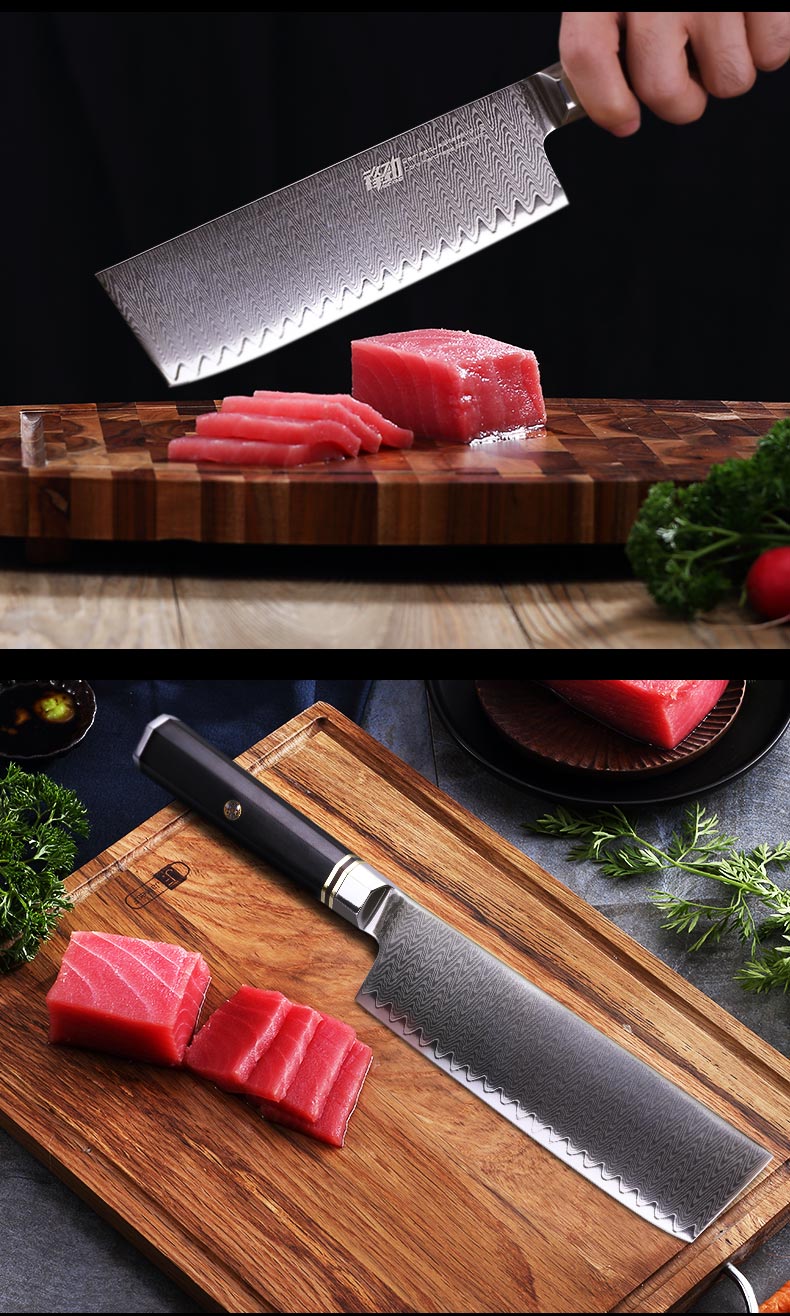 FINDKING 6.5 inch Octagonal Handle Kitchen Chef Knife 67 Layers Damascus Steel Nakiri Cleaver Knife