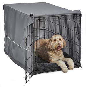 Le <span class=keywords><strong>kit</strong></span> de cage pour <span class=keywords><strong>chien</strong></span> à double porte pour animaux de compagnie comprend une caisse à deux portes, un lit gris assorti et une housse de caisse grise - Product Image 5