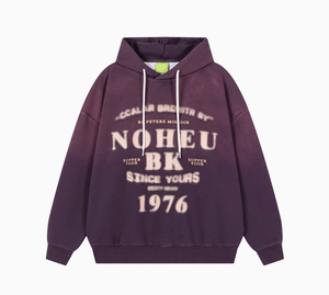 Streetlux Hip Hop Niche Do Old Letter Print Gradient Hoodie Hombres American High Street Vibe Washed Retro Abrigo con capucha - Product Image 2
