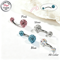 Freya ASTM F136 Titane Nouvelle Mode Anneau de Nombril avec Boule en Strass CZ, Bijou de Piercing de Nombril, Barbell Courbé pour Piercing Corporel