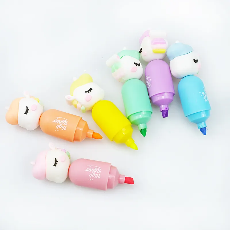 Nouveauté fournitures de bureau scolaire stylo surligneur Kawaii licorne pingouin lapin marqueur fluorescent