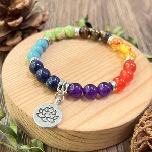 <span class=keywords><strong>Bracelet</strong></span> en perles <span class=keywords><strong>7</strong></span> <span class=keywords><strong>chakras</strong></span> avec pendentif lotus, équilibre énergétique positif, pierre naturelle avec carte symbolique, cadeau spirituel yoga, vente en gros - Product Image 6