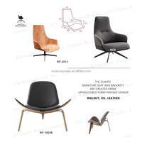 Pièces de chaise de bureau moderne RZS, nouveau design, siège et dossier en contreplaqué courbé avec base en métal pour bureau à domicile et salle à manger