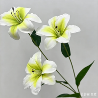 Rangkaian Bunga Peony Sutra Realistis Kuning-Hijau Teknik Anyaman Bahan Kawat Dekorasi Vas Gaya Monet Latar Belakang Pesta