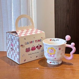 Good-Looking Puppy and Bunny <b>Ceramic</b> <b>Mug</b> Cartoon-Style Couple Coffee Cup for Office or Birthday Gift for Girls - Product Image 4