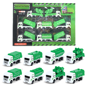 <strong>Mini</strong> Scale Unisex Toy Vehicle Set 8Pcs Sanitation <strong>Garbage</strong> <strong>Truck</strong> Pull-back City Services Vehicle Toy Set Kids Car Model - Product Image 1