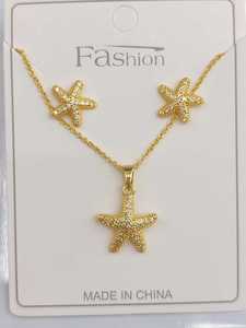 Conjunto de Collar y Aretes con Cruz, Chapado en Oro de 18K, Aretes Colgantes con Colgante de Cruz, Conjunto de Joyería de Moda al por Mayor - Product Image 3
