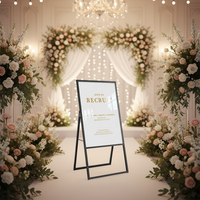 Panneau d'affichage portable en aluminium 60x90cm, pliable, double face, grand format, pour magasin et mariage