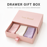 Boîte à tiroirs personnalisée de luxe rose rigide, emballage cadeau avec logo en relief pour chaussettes, vêtements et accessoires – Meilleures ventes