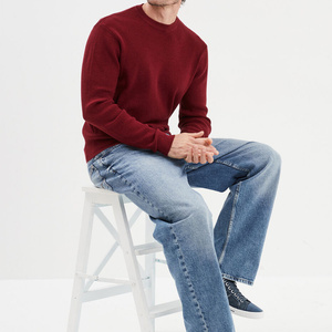 Pull à col rond en maille ajusté pour homme, hiver, taupe, respirant, séchage rapide, coton-polyamide, avec poignets côtelés, profilé - Product Image 5