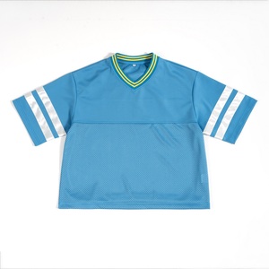 T-shirt en maille jersey oversize unisexe, T-shirt oversize court à col en <span class=keywords><strong>V</strong></span>, T-shirts personnalisables pour hommes, haute qualité - Product Image 5