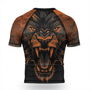 Custom Shorts Sleeves Fitted MMA Rashguards Shirt Sublimation <b>Print</b> Camo <b>Tiger</b> Face Mixed Martial Arts Apparel - Product Image 2
