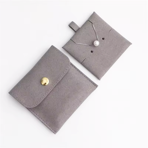 Custom Logo Microfiber Suede <b>Envelope</b> Jewelry Pouch Velvet Jewelry Ring Necklace Packaging Bag for Earrings With Insert Cards - Product Image 3