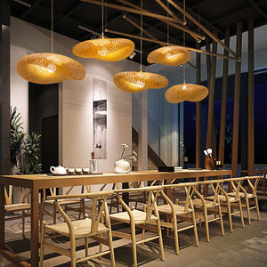 Rotin bambou <span class=keywords><strong>Cage</strong></span> pendentif éclairage grande taille osier tissage plafond lustre bambou suspension lampe - Product Image 3